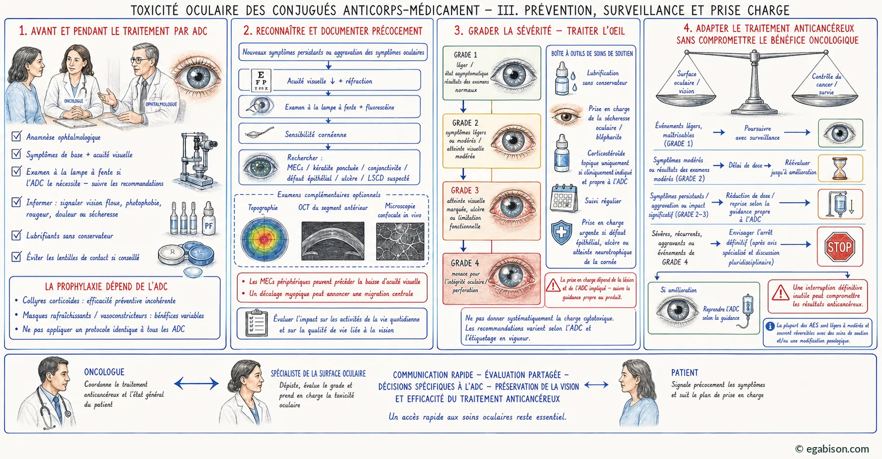 Planche III : prévention, surveillance et prise en charge des événements oculaires liés aux ADC.